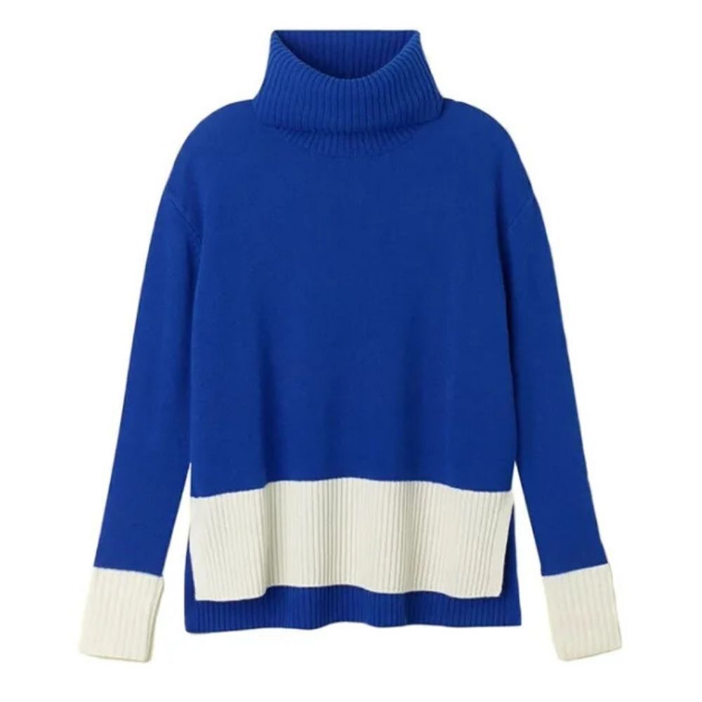 Summersalt Color Block Wool/Cashmere Knit Turtleneck Sweater Size M